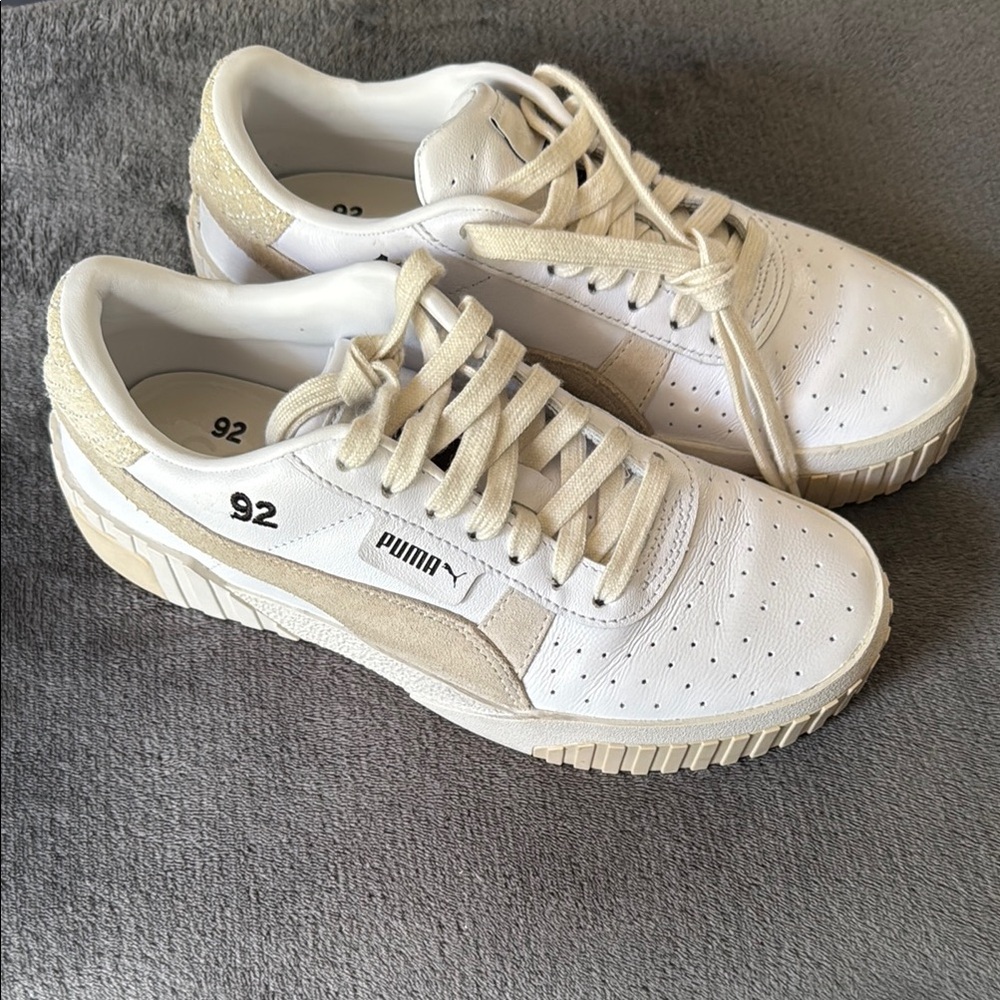 Puma Women's Selena Gomez Cream and White Sneakers